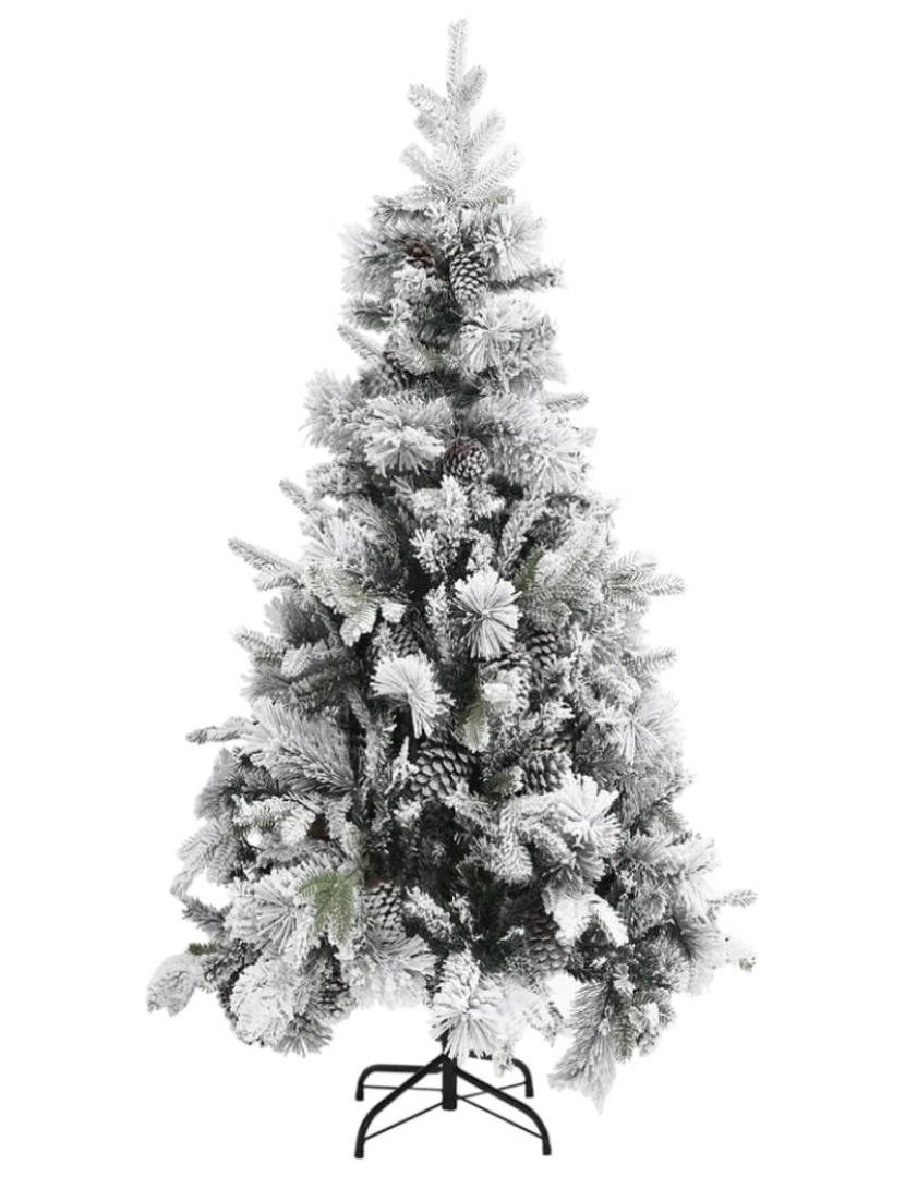 imagem de vidaXL Árvore de Natal c/ flocos de neve e pinhas 225 cm PVC e PE3