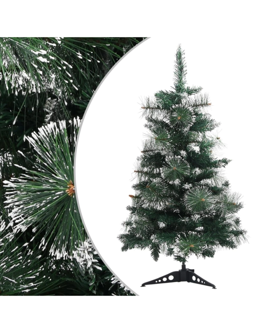 imagem de vidaXL Árvore de Natal artificial c/ suporte 60 cm PVC verde e branco2