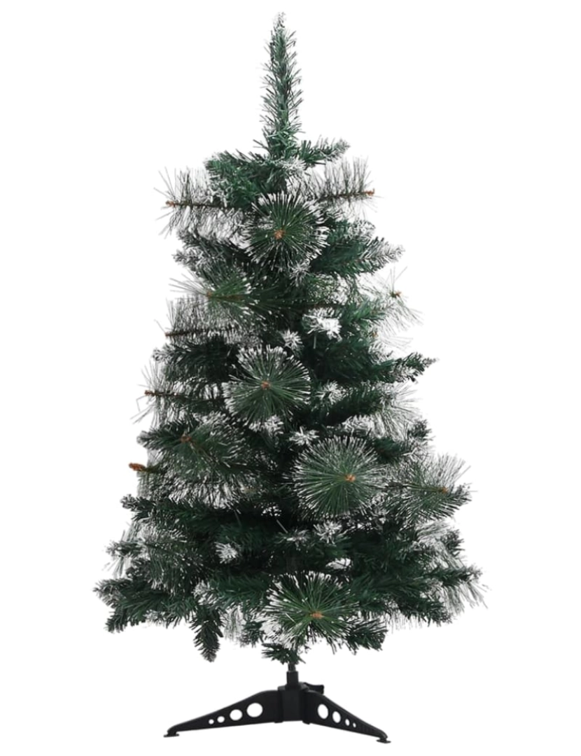 imagem de vidaXL Árvore de Natal artificial c/ suporte 60 cm PVC verde e branco3