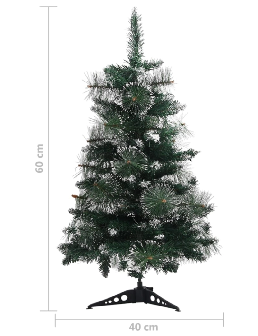 imagem de vidaXL Árvore de Natal artificial c/ suporte 60 cm PVC verde e branco7