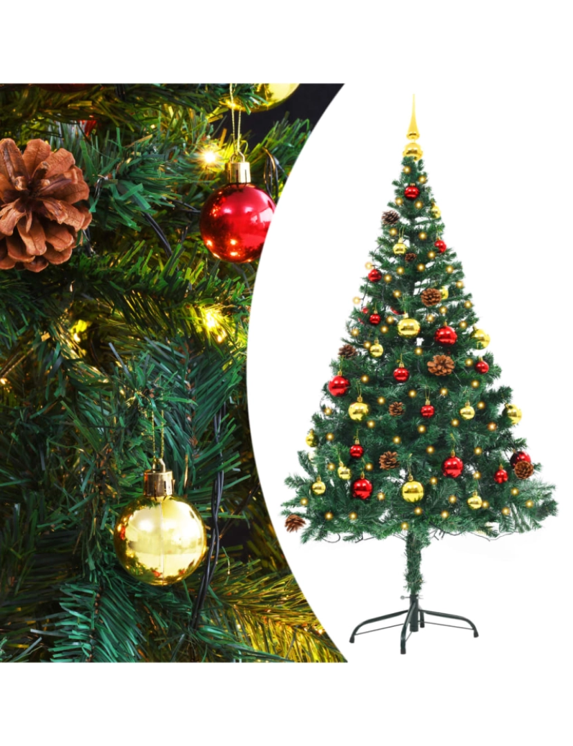 Vidaxl - vidaXL Árvore de Natal artificial pré-iluminada + enfeites 150cm verde