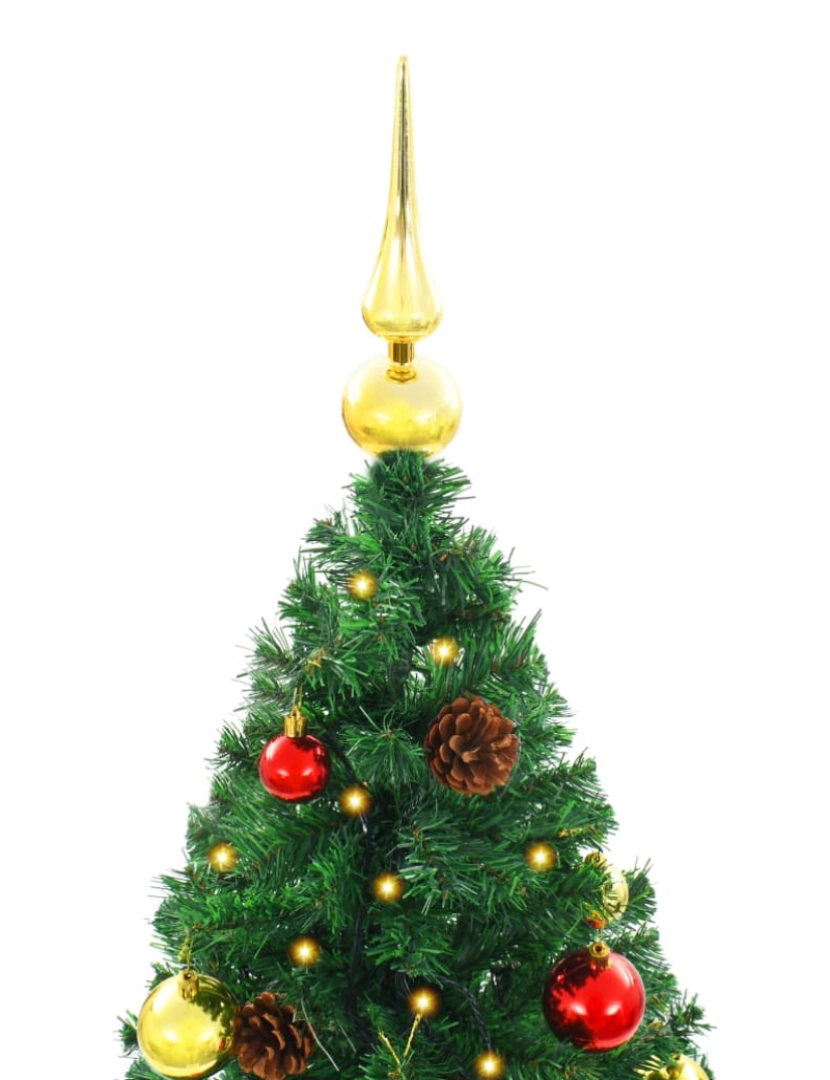 imagem de vidaXL Árvore de Natal artificial pré-iluminada + enfeites 210cm verde6