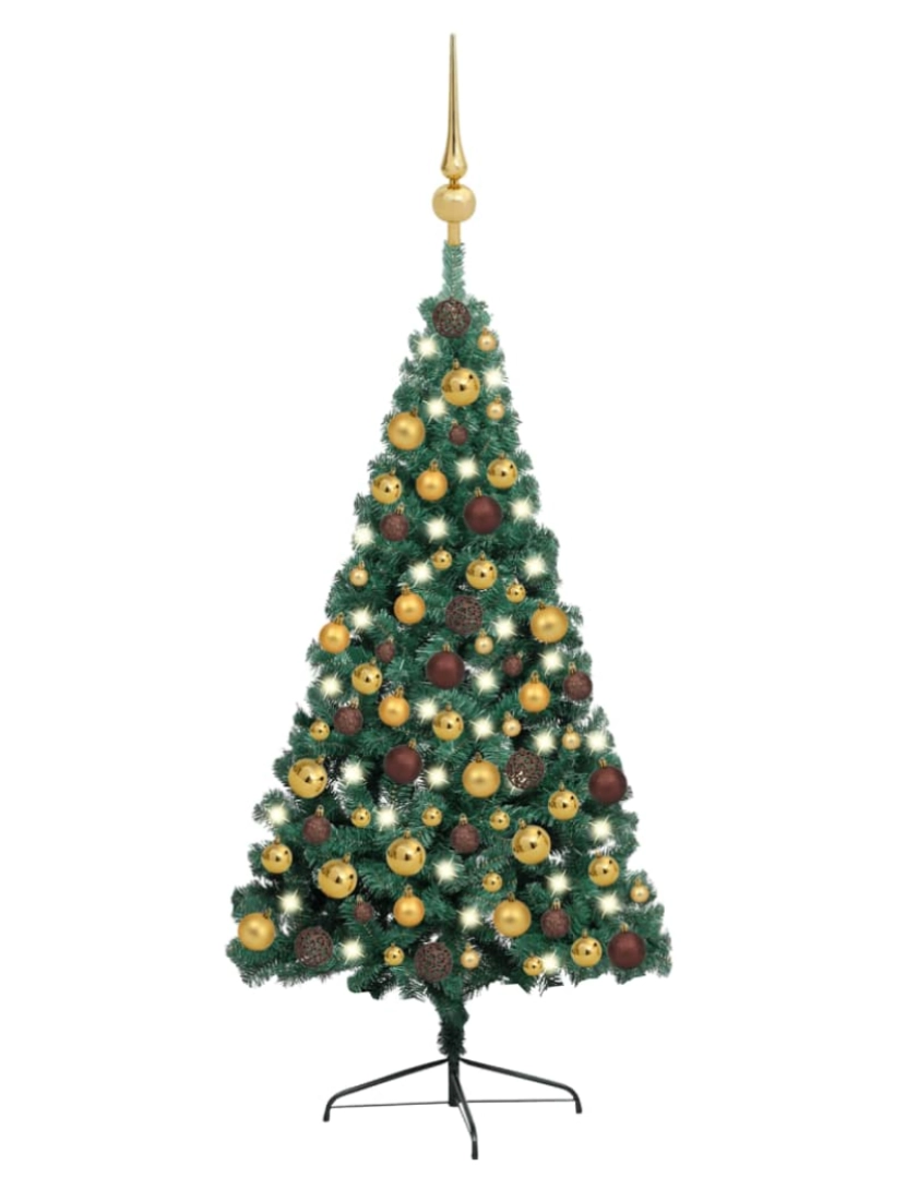 Vidaxl - vidaXL Meia árvore Natal artificial pré-iluminada c/ bolas verde