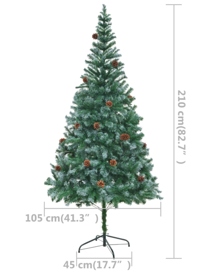 imagem de vidaXL Árvore Natal artificial pré-iluminada c/ bolas e pinhas 210 cm11