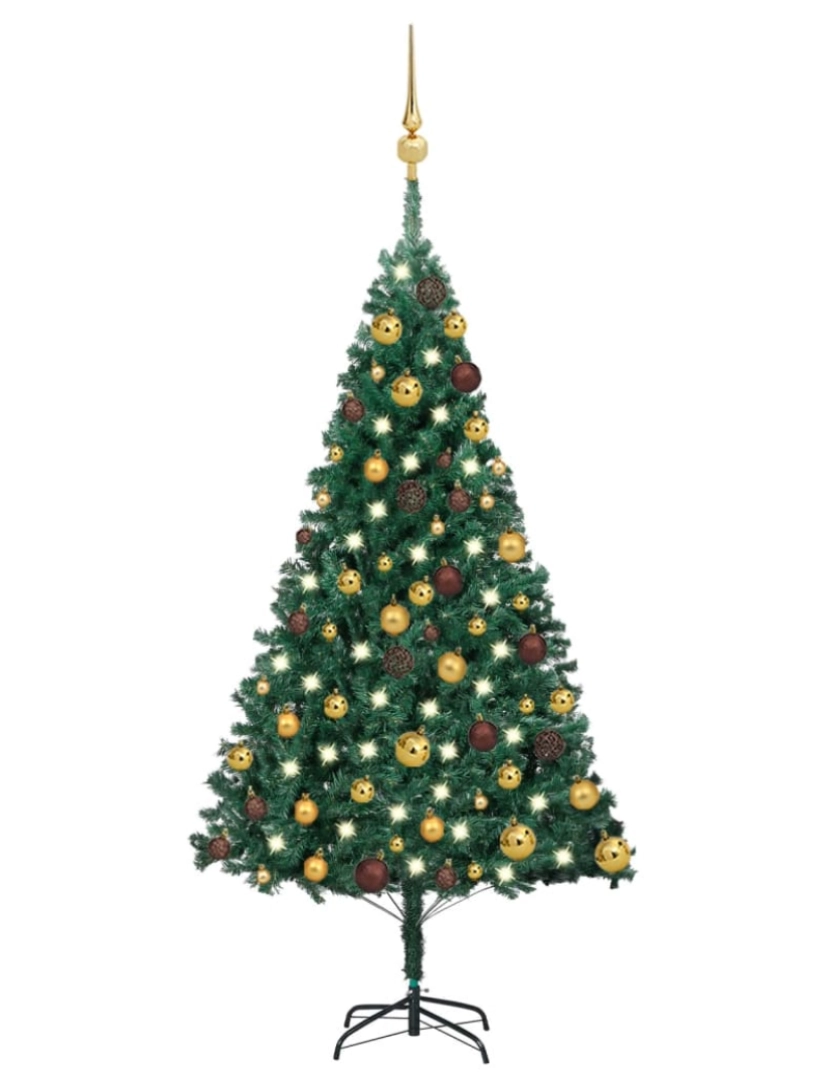 imagem de vidaXL Árvore Natal artificial pré-iluminada c/ bolas 120 cm PVC verde2