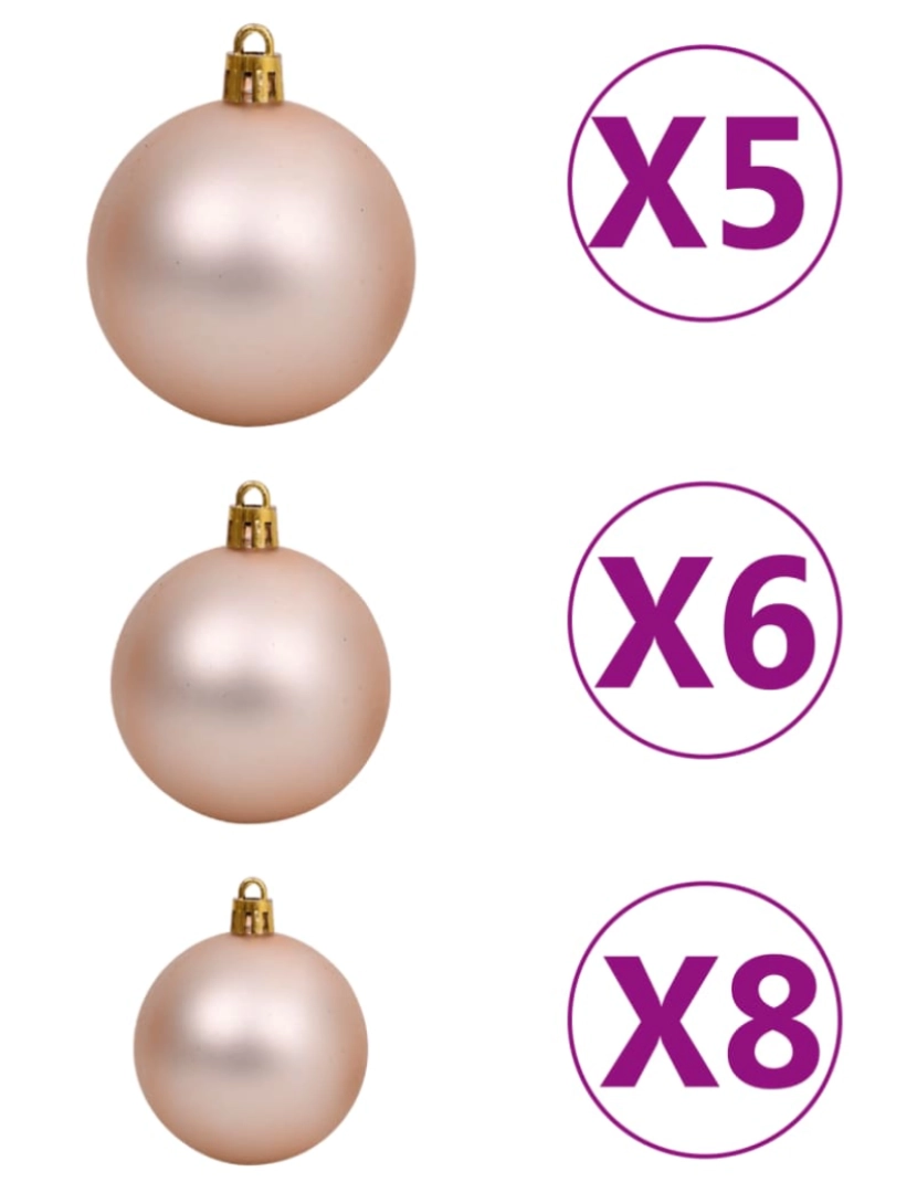 imagem de vidaXL Árvore de Natal pré-iluminada geada c/ bolas e pinhas 150 cm10