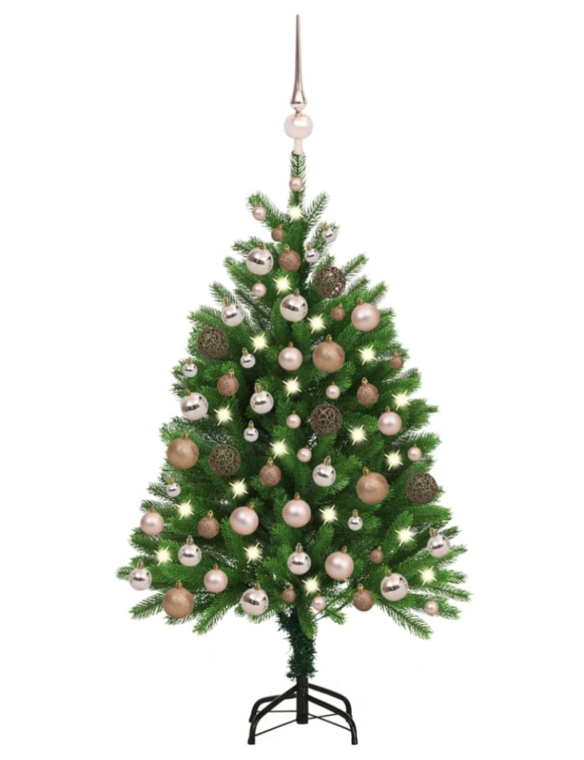 imagem de vidaXL Árvore Natal artificial pré-iluminada c/ bolas 120 cm verde1