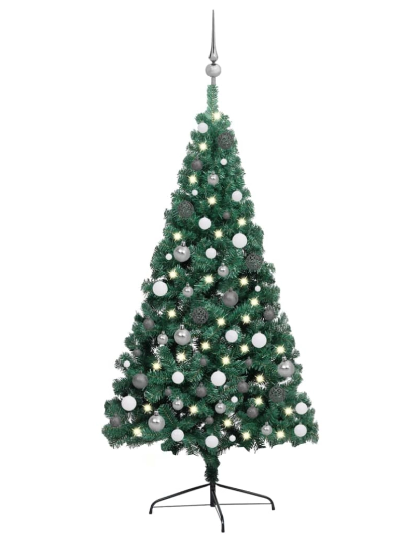 Vidaxl - vidaXL Meia árvore Natal artificial pré-iluminada c/ bolas verde