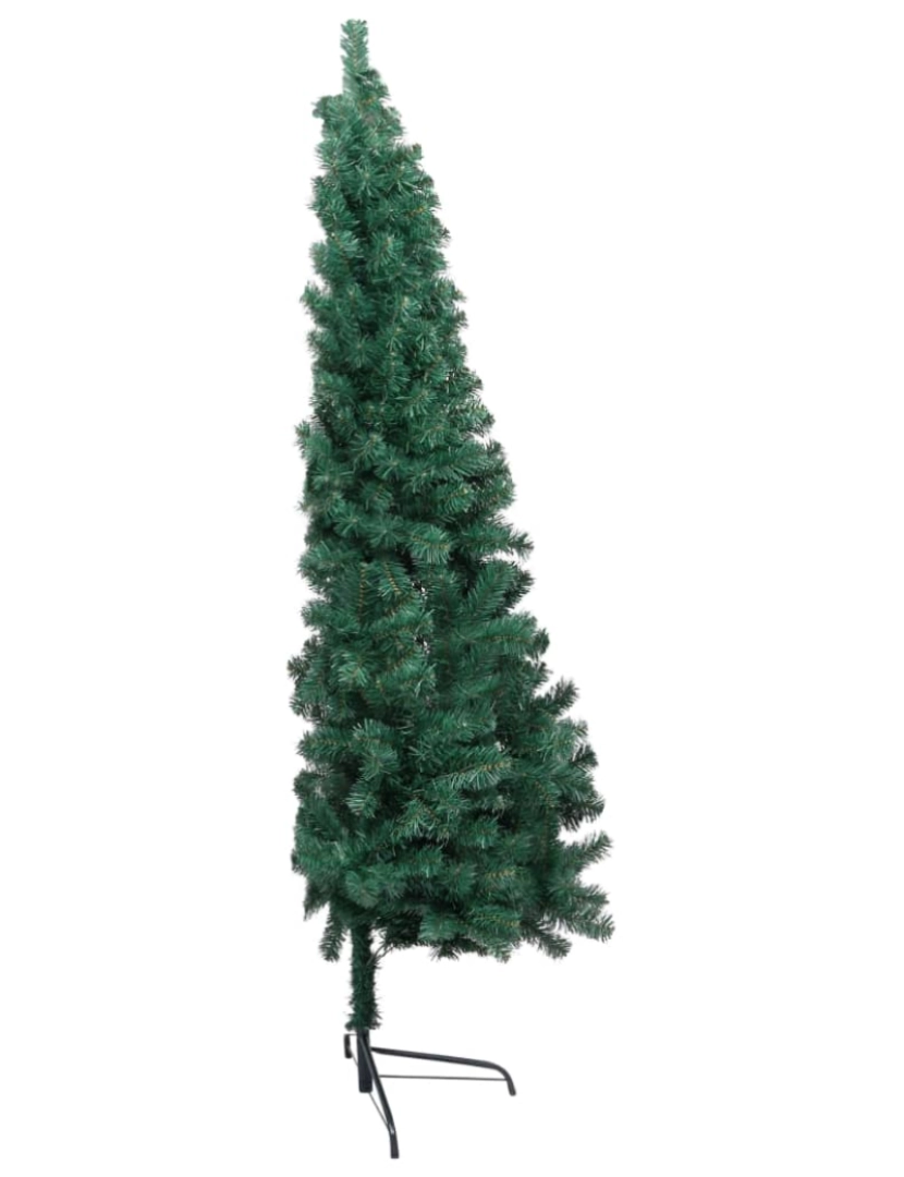 imagem de vidaXL Meia árvore Natal artificial pré-iluminada c/ bolas verde5