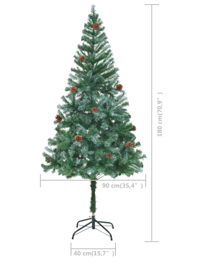 imagem de vidaXL Árvore Natal artificial pré-iluminada c/ bolas e pinhas 180 cm11