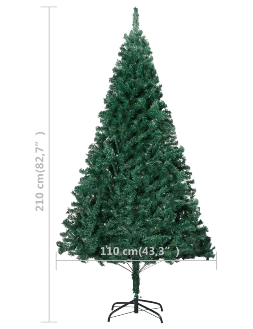 imagem de vidaXL Árvore Natal artificial pré-iluminada c/ bolas 210 cm PVC verde11