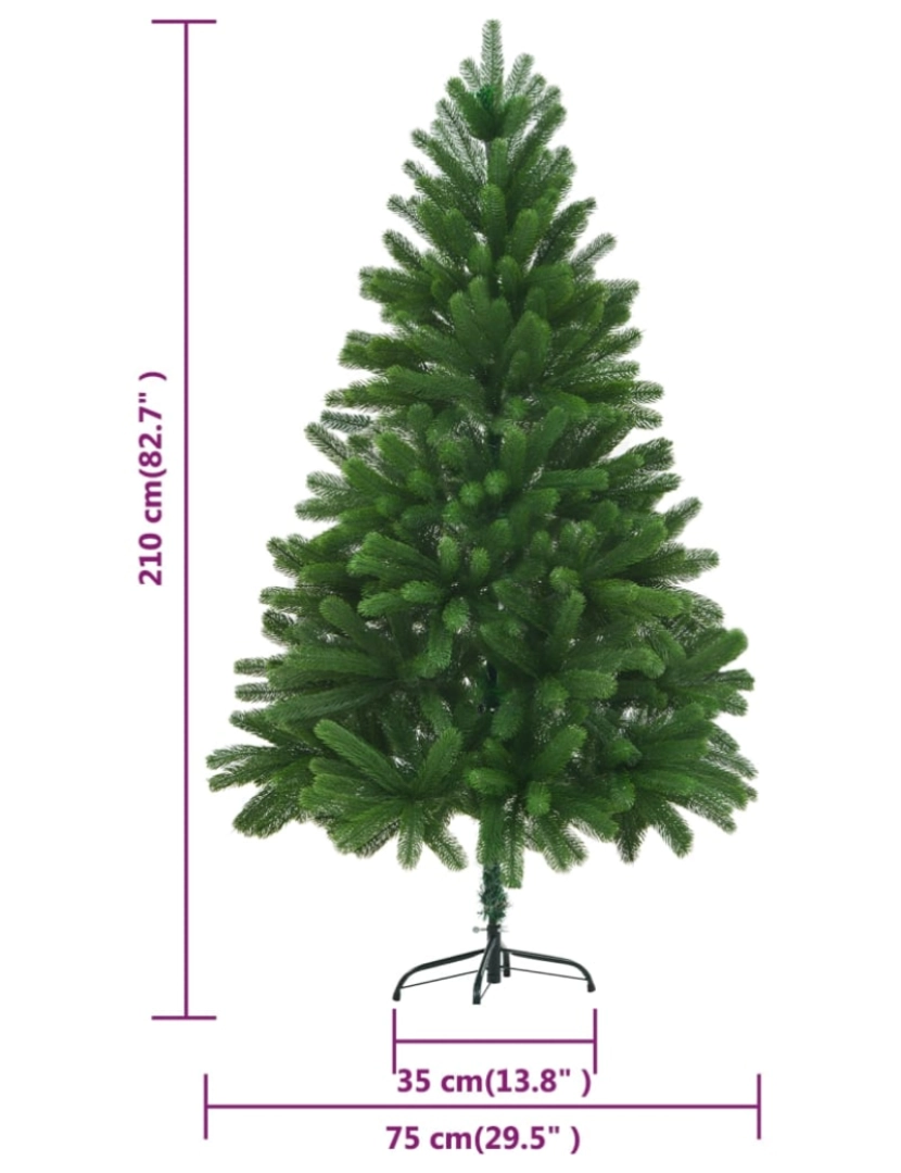 imagem de vidaXL Árvore Natal artificial pré-iluminada c/ bolas 210 cm verde11