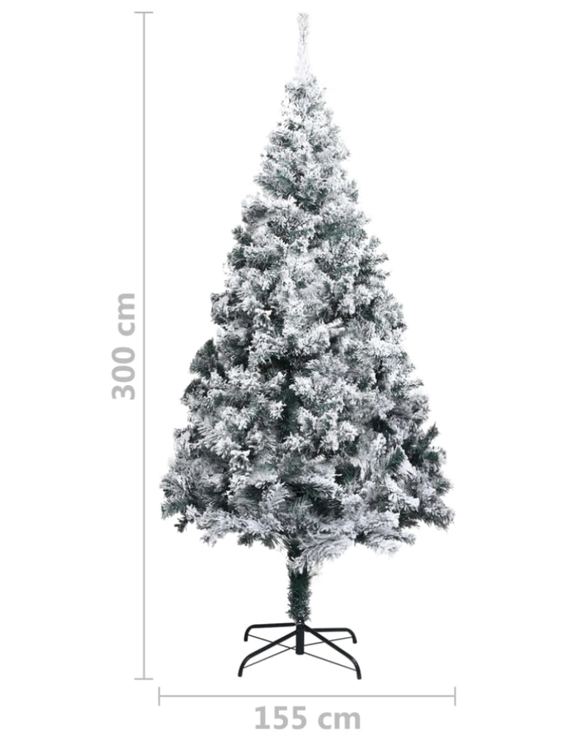 imagem de vidaXL Árvore de Natal artificial c/ luzes LED/bolas/neve 300 cm verde11