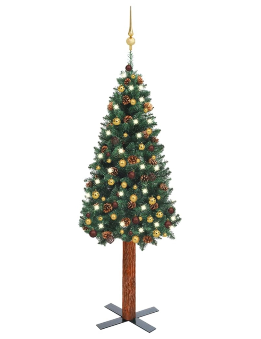 Vidaxl - vidaXL Árvore de Natal fina pré-iluminada com bolas 150 cm verde