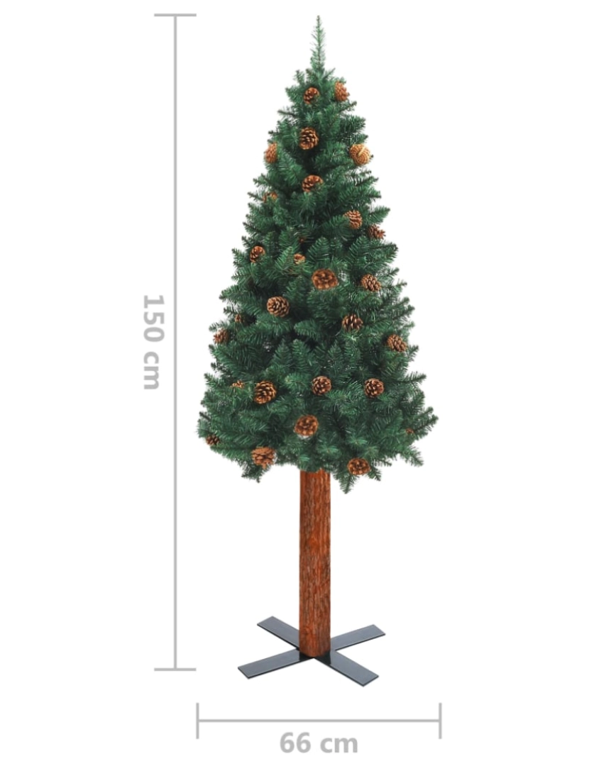 imagem de vidaXL Árvore de Natal fina pré-iluminada com bolas 150 cm verde11