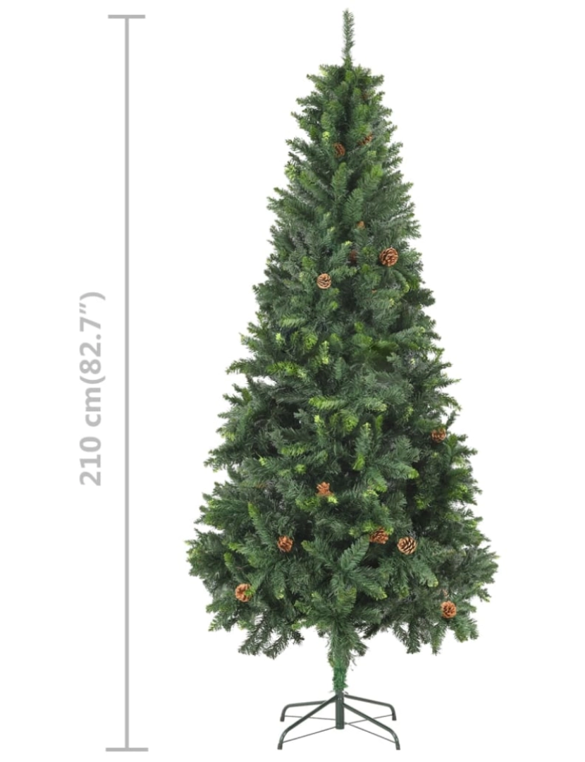 imagem de vidaXL Árvore Natal artificial pré-iluminada c/ bolas e pinhas 210 cm11