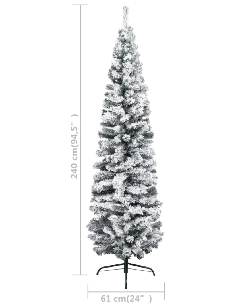 imagem de vidaXL Árvore Natal artificial fina pré-iluminada c/ bolas 240cm verde11