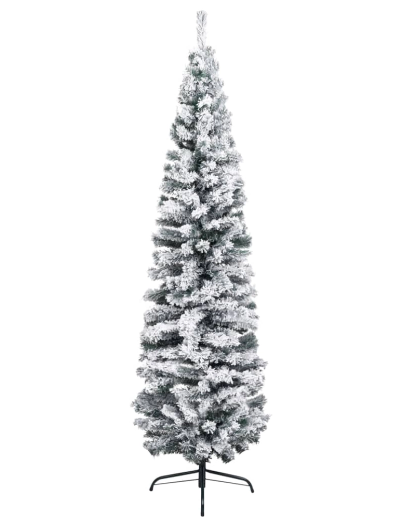 imagem de vidaXL Árvore Natal artificial fina pré-iluminada c/ bolas 240cm verde4