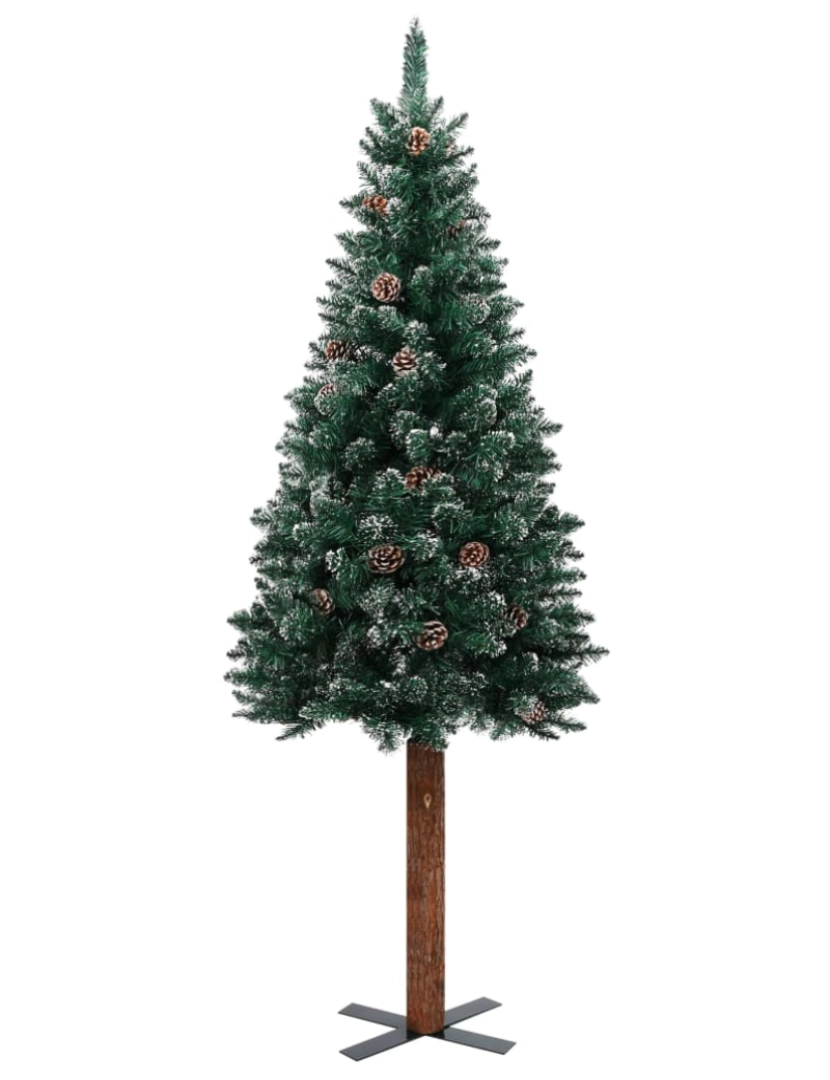 imagem de vidaXL Árvore de Natal fina pré-iluminada com bolas 210 cm verde4