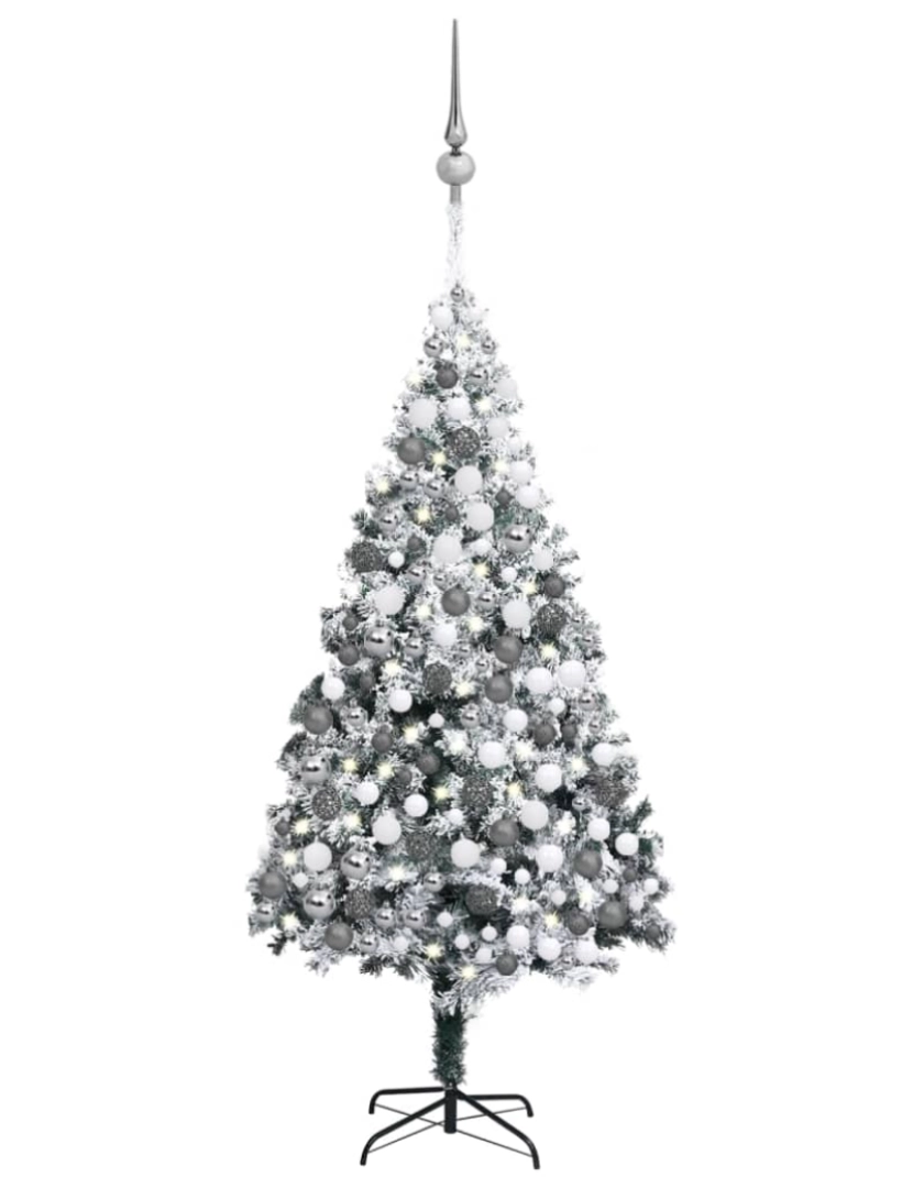 Vidaxl - vidaXL Árvore de Natal artificial c/ luzes LED/bolas/neve 300 cm verde