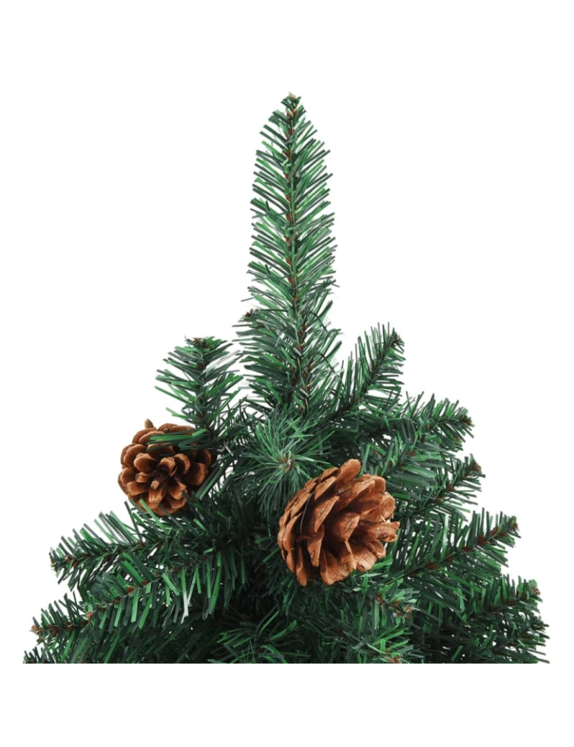 imagem de vidaXL Árvore de Natal fina pré-iluminada com bolas 150 cm PVC verde5