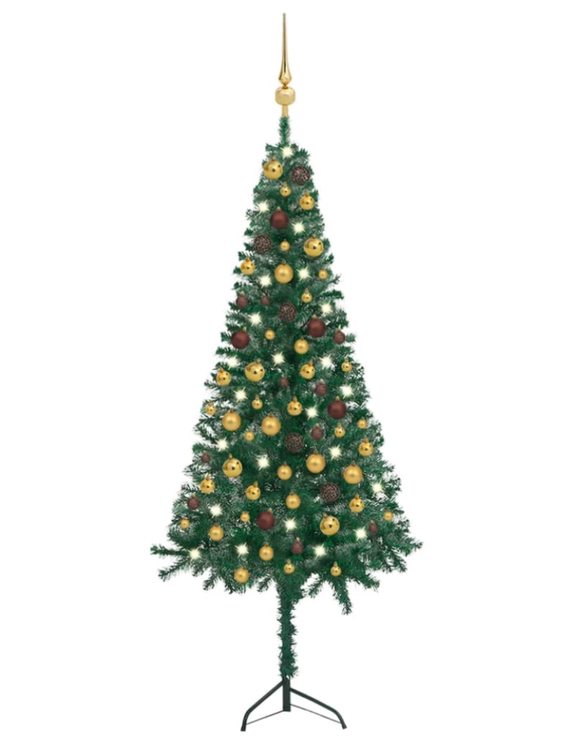 Vidaxl - vidaXL Árvore Natal artif. canto c/ luzes LED/bolas 150 cm PVC verde