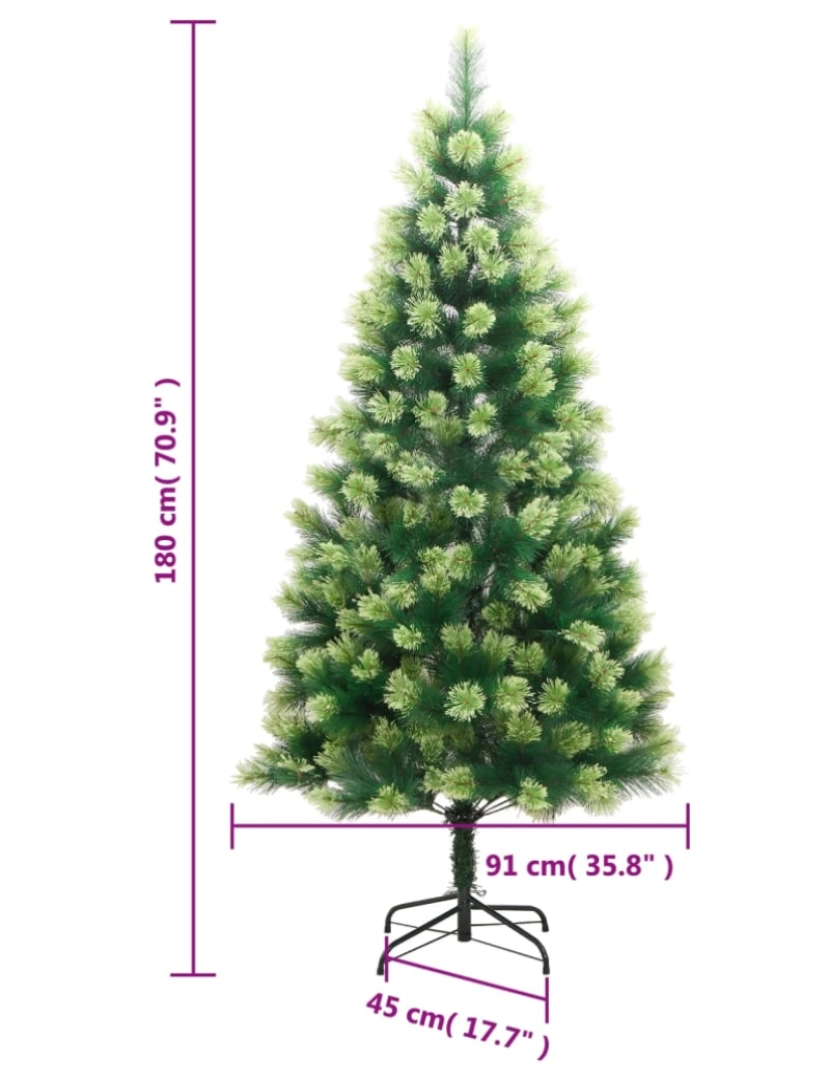 imagem de vidaXL Árvore de Natal artificial articulada com suporte 180 cm10