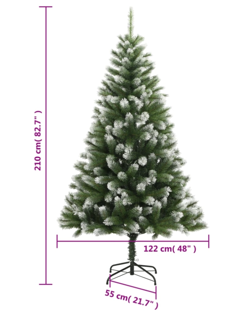 imagem de vidaXL Árvore de Natal artificial articulada c/ flocos de neve 210 cm10