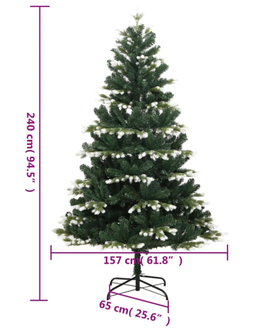 imagem de vidaXL Árvore de Natal artificial articulada c/ flocos de neve 240 cm10