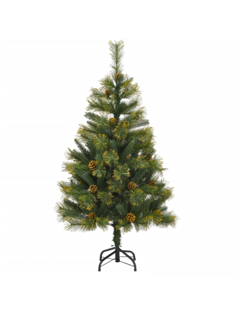 imagem de vidaXL Árvore de Natal artificial articulada com pinhas 120 cm3