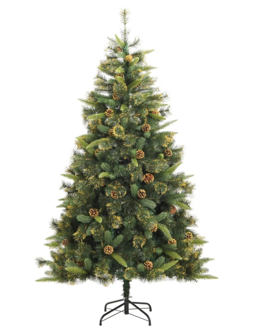 imagem de vidaXL Árvore de Natal artificial articulada com pinhas 180 cm3