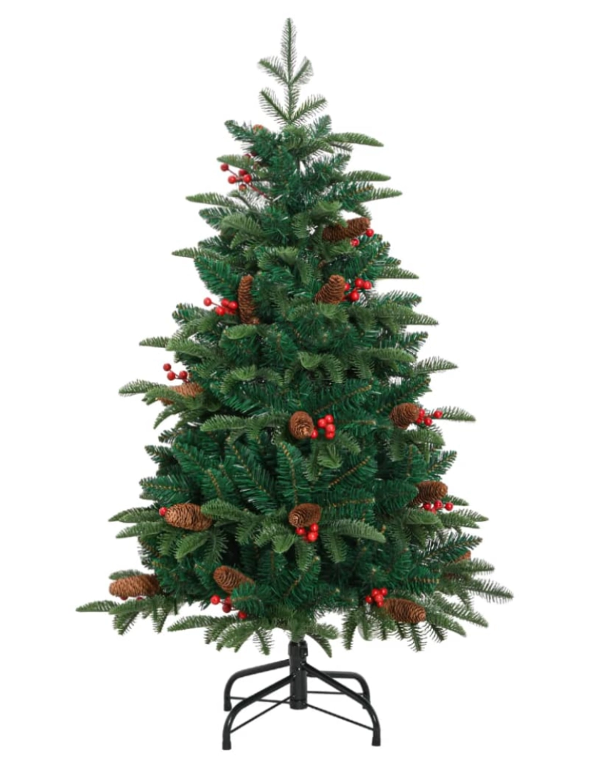 imagem de vidaXL Árvore de Natal artificial articulada c/ pinhas e bagas 120 cm3