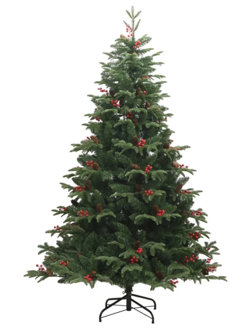 imagem de vidaXL Árvore de Natal artificial articulada c/ pinhas e bagas 180 cm3