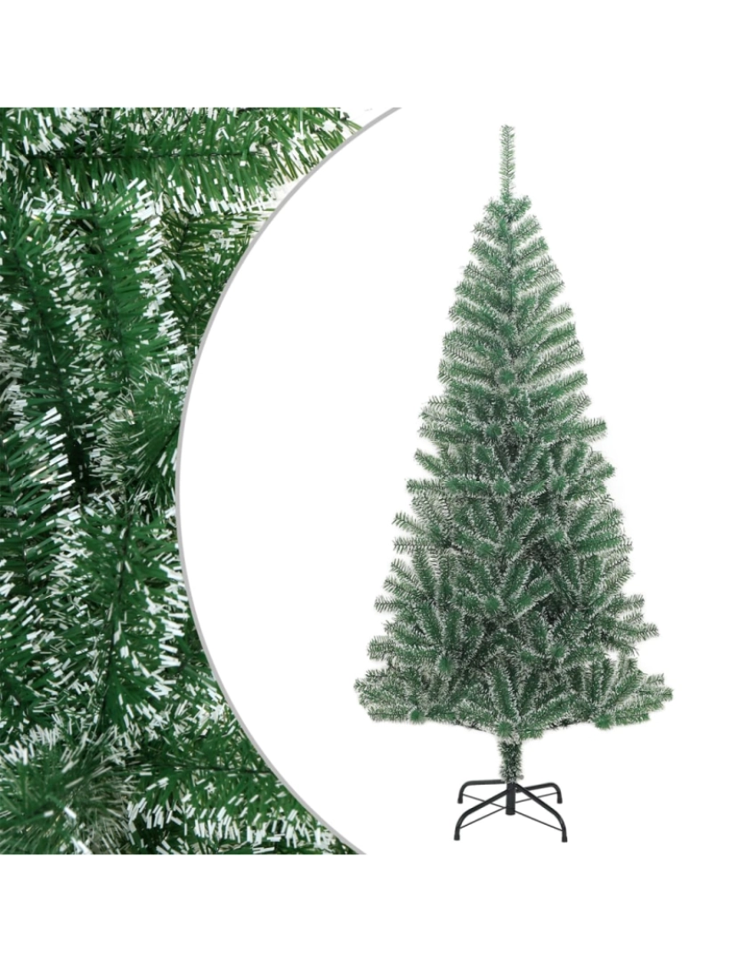 imagem de vidaXL Árvore de Natal artificial c/ flocos de neve 210 cm verde1