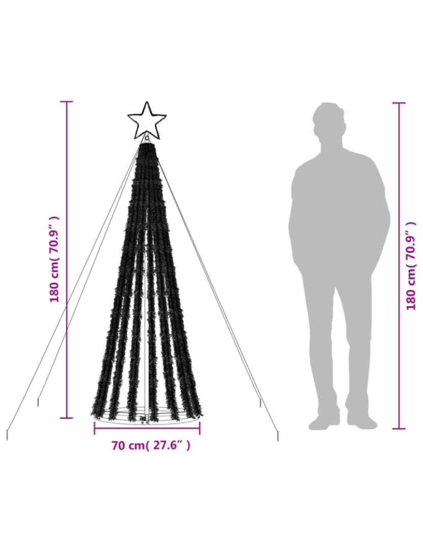 imagem de vidaXL Árvore de Natal luminosa em cone 275 luzes LED 180 cm azul11