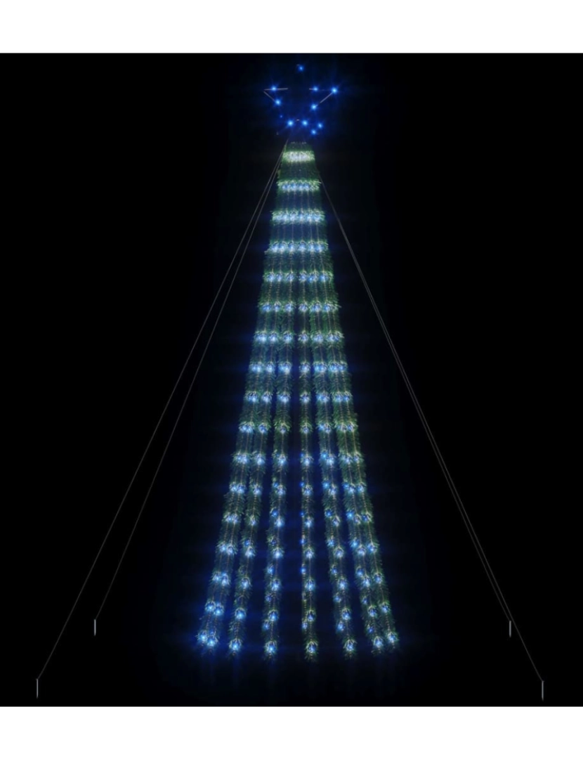 imagem de vidaXL Árvore de Natal luminosa em cone 275 luzes LED 180 cm azul4