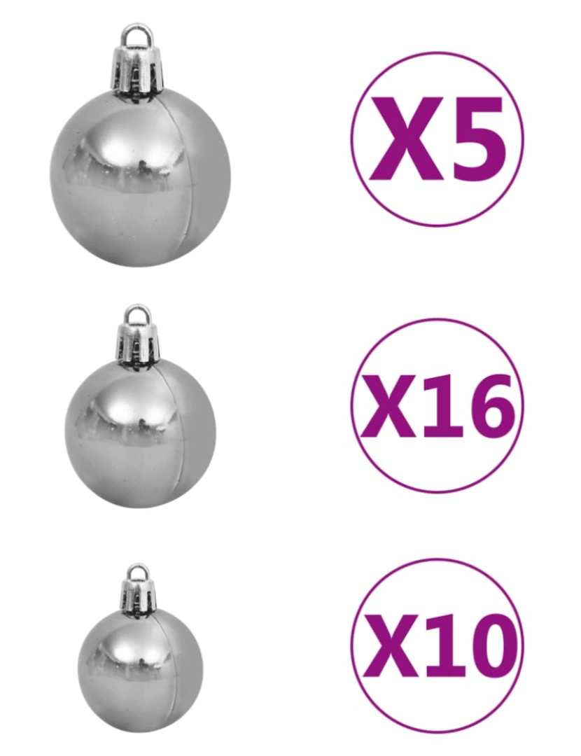 imagem de vidaXL Árvore Natal artificial c/ 300 luzes LED, bolas e neve 240 cm10