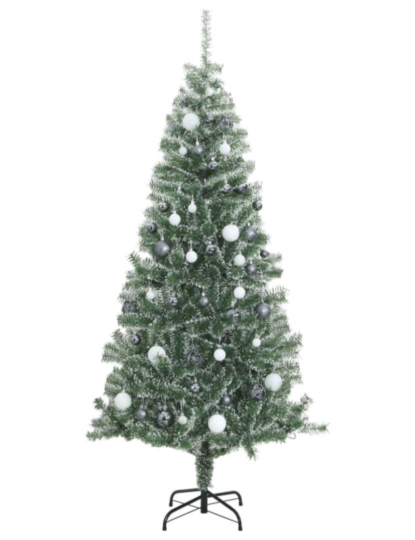 imagem de vidaXL Árvore Natal artificial c/ 300 luzes LED, bolas e neve 240 cm5