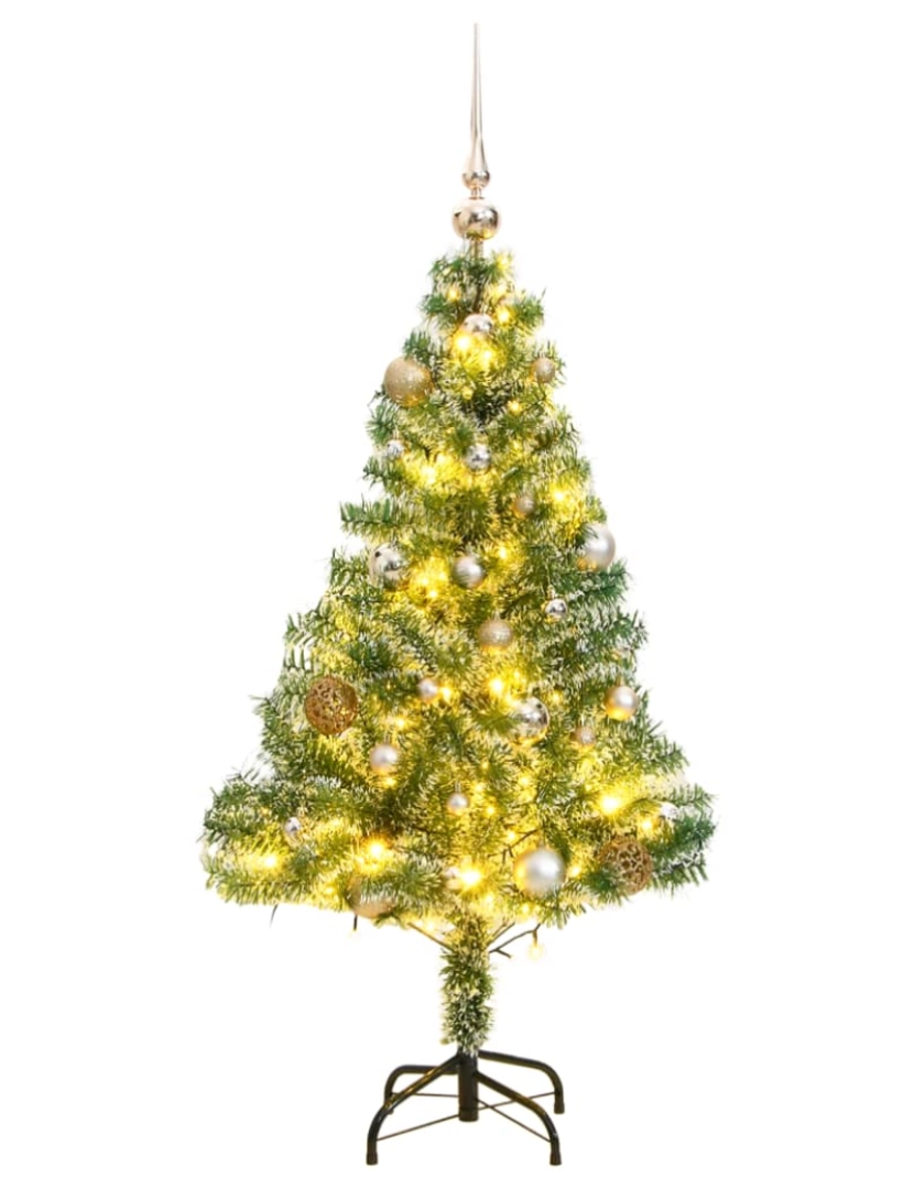 imagem de vidaXL Árvore de Natal artificial c/ 150 LEDs conj. bolas e neve 120cm1