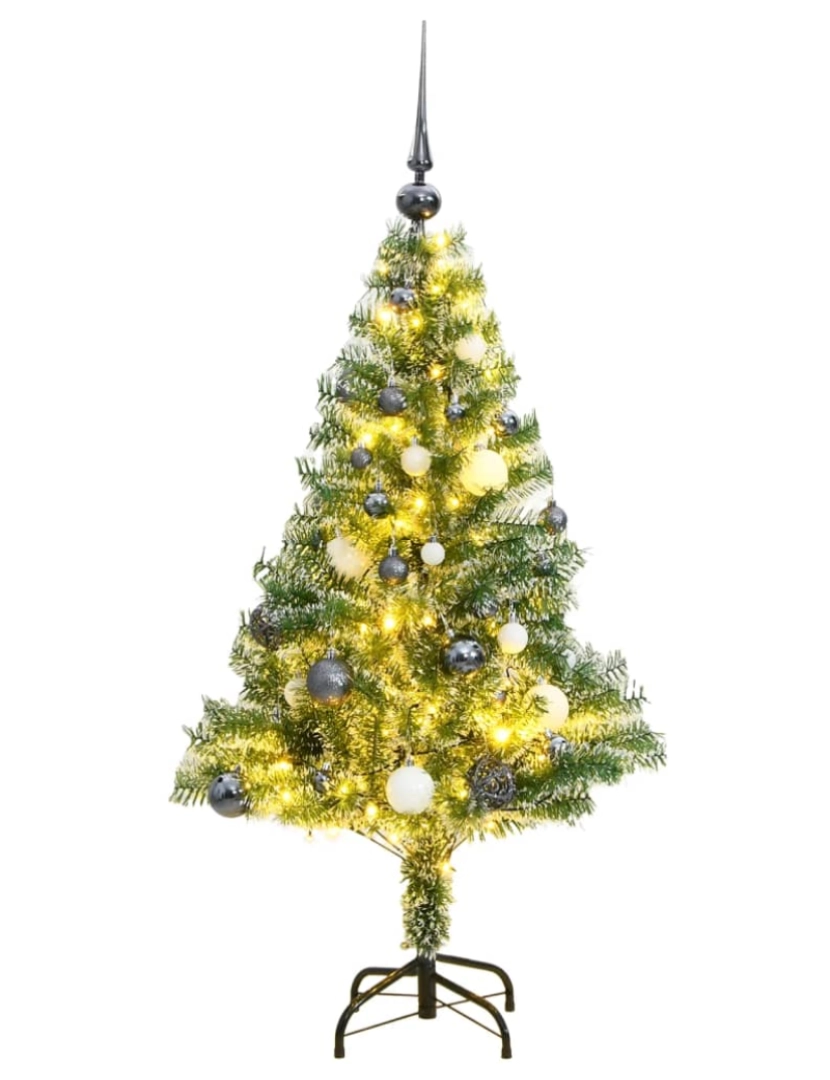 imagem de vidaXL Árvore de Natal artificial c/ 150 LEDs conj. bolas e neve 150cm1