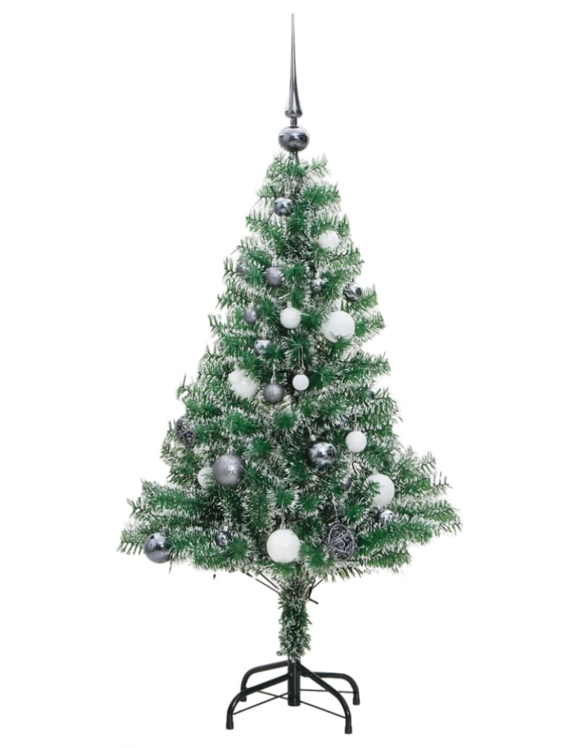 imagem de vidaXL Árvore de Natal artificial c/ 150 LEDs conj. bolas e neve 150cm5