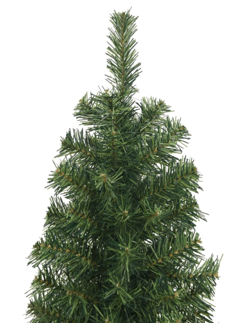 imagem de vidaXL Árvore de Natal artificial fina com suporte 210 cm PVC verde4