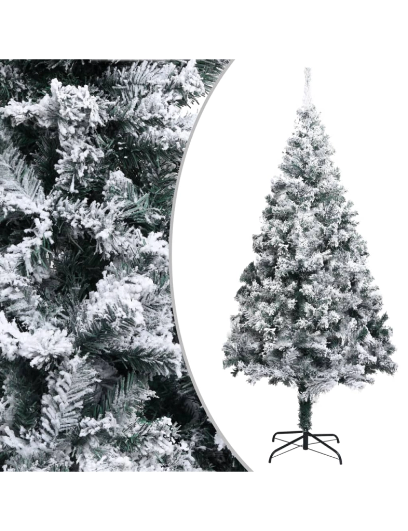 imagem de vidaXL Árvore de Natal artificial c/ flocos de neve 240 cm PVC verde1