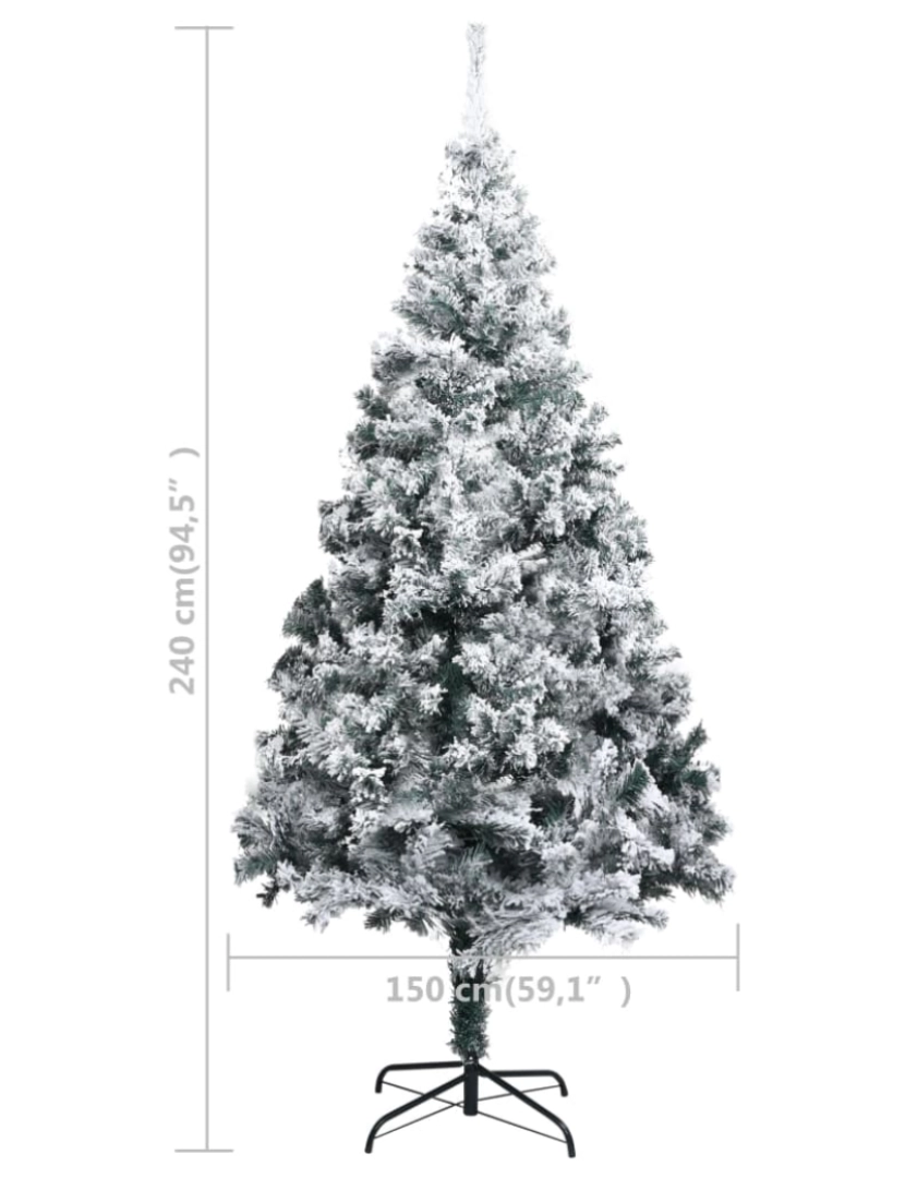 imagem de vidaXL Árvore de Natal artificial c/ flocos de neve 240 cm PVC verde7