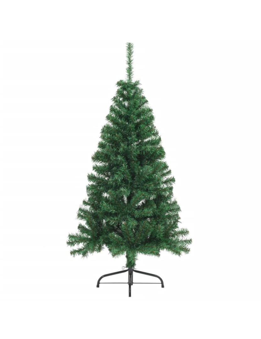 imagem de vidaXL Meia árvore de Natal artificial com suporte 150 cm PVC verde3