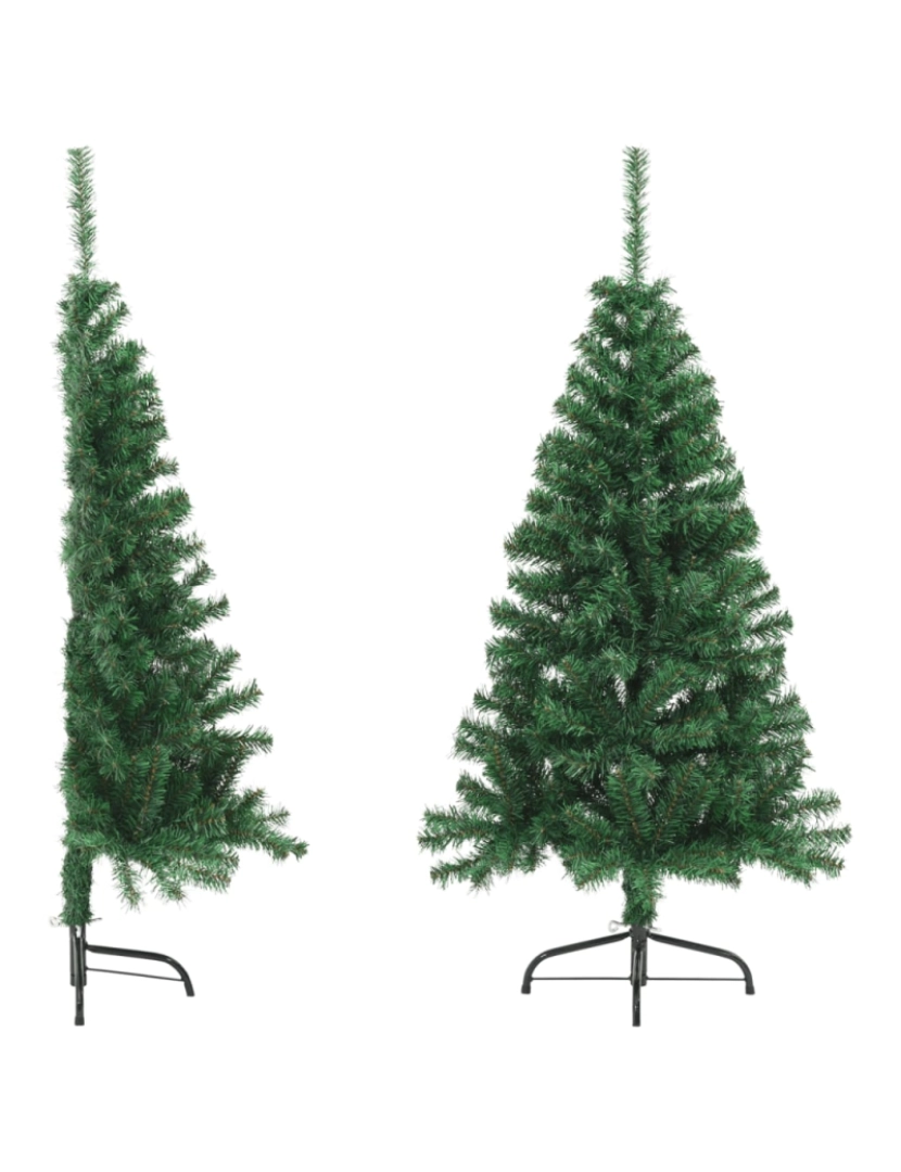 imagem de vidaXL Meia árvore de Natal artificial com suporte 150 cm PVC verde4