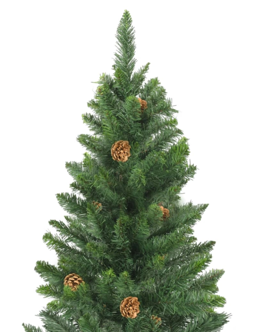 imagem de vidaXL Árvore de Natal artificial com pinhas 210 cm verde4