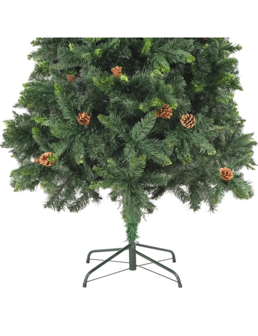 imagem de vidaXL Árvore de Natal artificial com pinhas 210 cm verde8