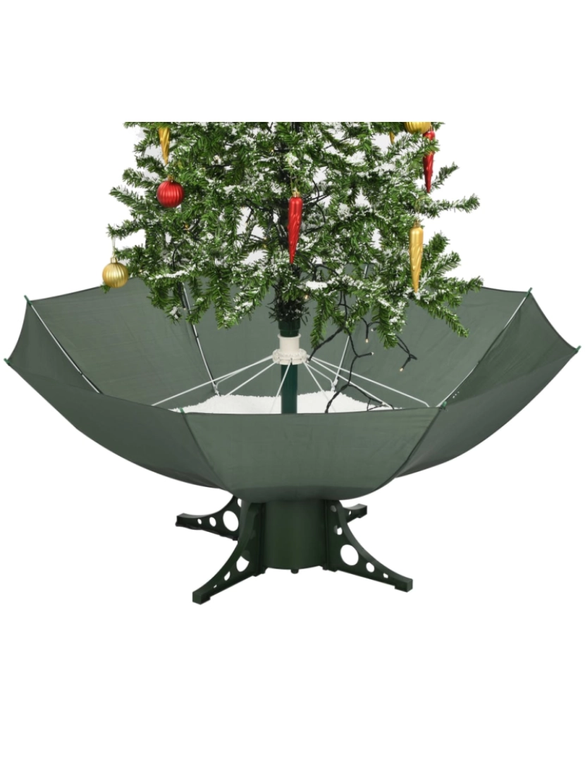 imagem de vidaXL Árvore de Natal com neve base formato guarda-chuva 170 cm verde8