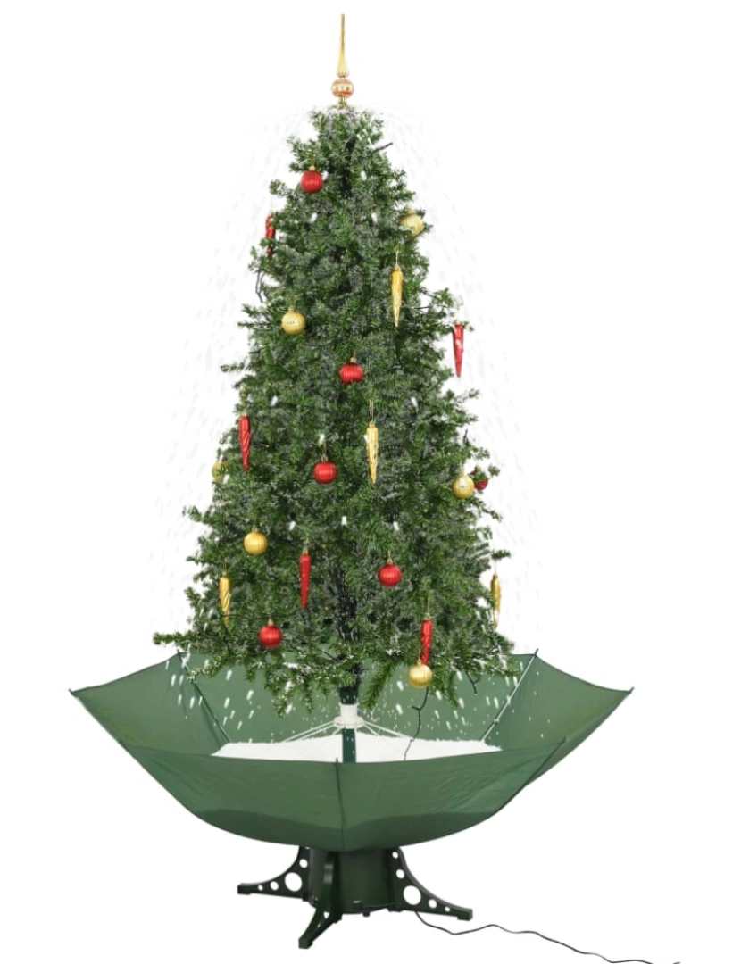 imagem de vidaXL Árvore de Natal com neve base formato guarda-chuva 190 cm verde3